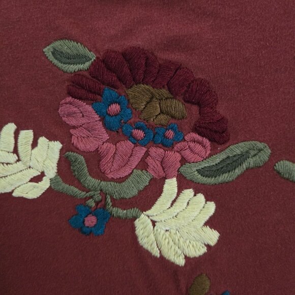Sundance Burgundy Fully Embroidered Top Size M - Picture 6 of 7